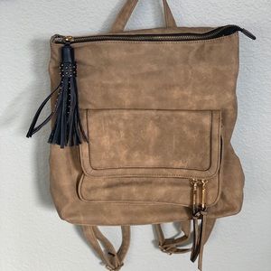Cream suede backpack/purse